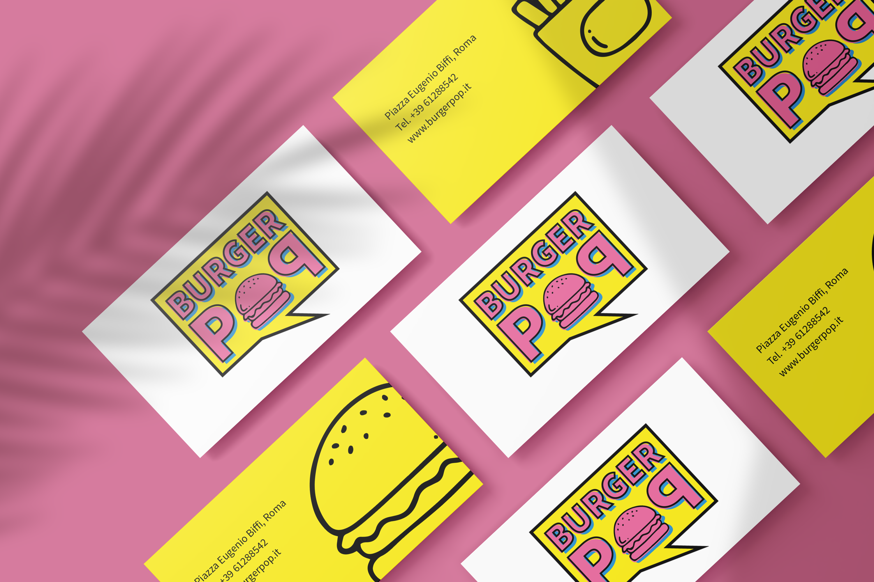mockup biglietti da visita del progetto burger pop