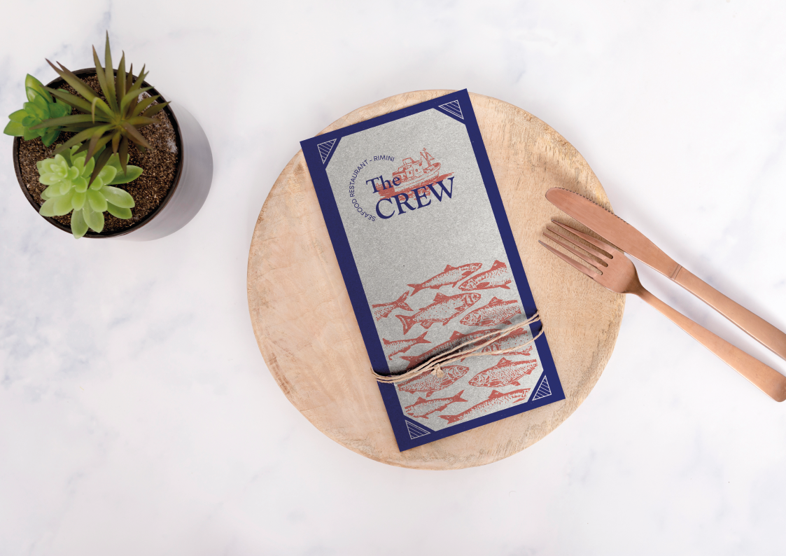 mockup menù del progetto The Crew restaurant